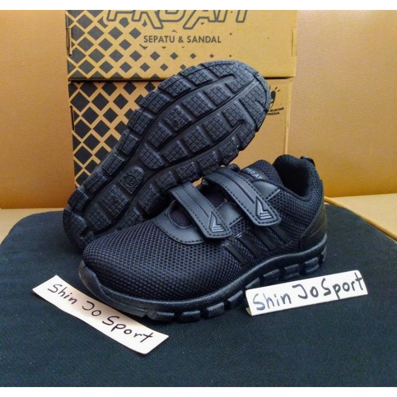 SEPATU SEKOLAH 31-38 PEREKAT PRO ATT FULL BLACK HITAM VELKRO KRETEKAN ORIGINAL ASLI ANAK SD SMP SMA