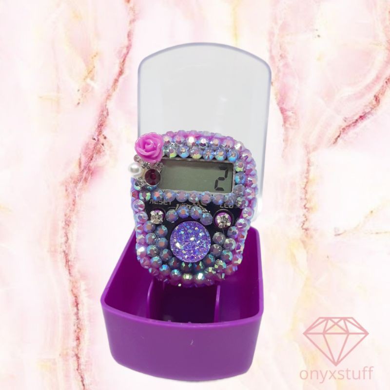 LED ALARM tasbih digital hias tasdig swarovsky alat hitung dzikir grosir haji umroh souvenir ungu