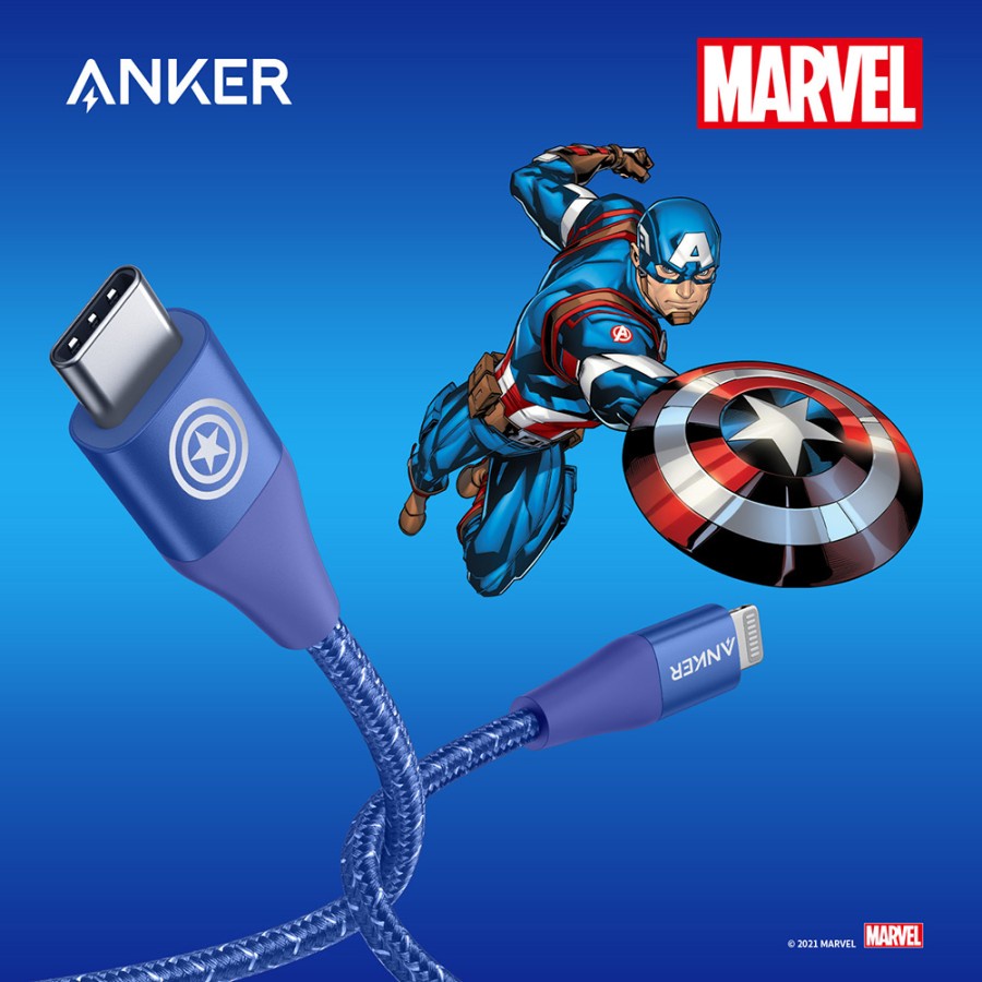 Kabel Charger Anker x Marvel PowerLine+II USB-C To Lightning 3ft A9548