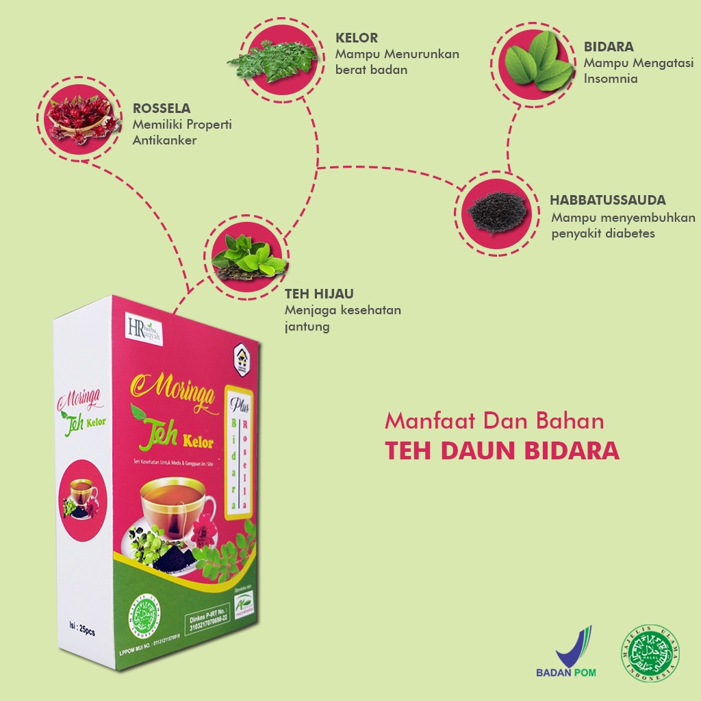 Teh Daun Kelor Original 100%  Teh Celup Minuman Herbal | Teh Herbal | Teh Hijau Diet | Teh Daun Kelor | Minuman Segar | Teh kelor | Isi 25 Pcs