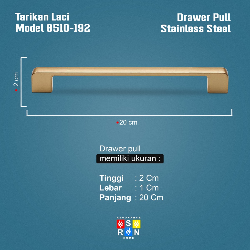 Tarikan Laci Coating Gold 8510-192 / Handle Gagang Pintu Laci Lemari Resonance Home