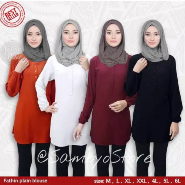 Baju Atasan Wanita Blus Muslim Polos Tunik