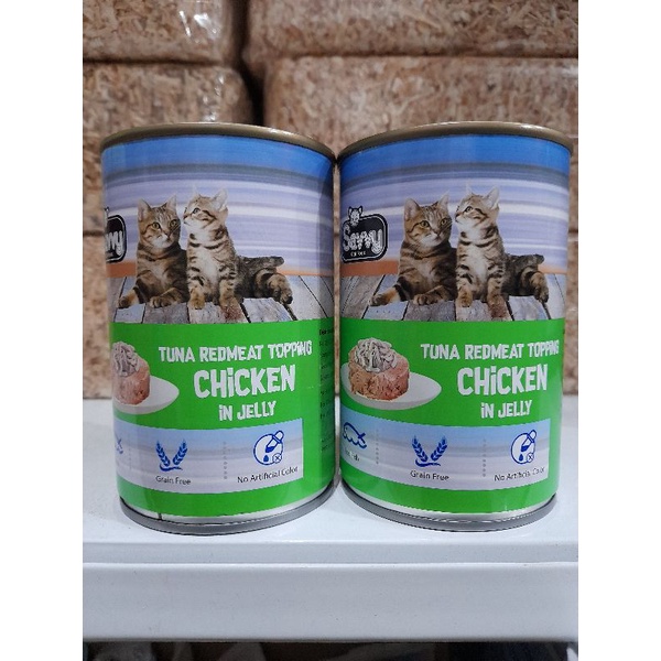 ( Paket 12 Kaleng ) Makanan basah Kucing Savvy 400g- Tuna Readmeat Chicken