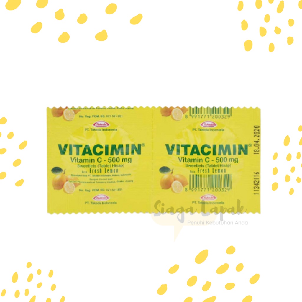 Vitacimin 500mg Vitamin C Tablet Hisap 1 strip isi 2 tablet