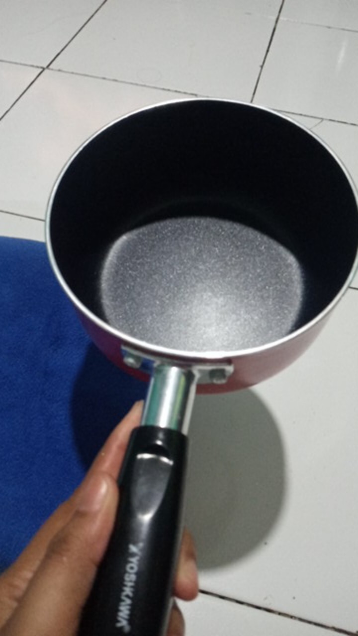 ( Original )yoshikawa Teflon/wajan Tumis 14 Cm Sauce Pan Cl-11-05 / Xj 15-05 Hijau Dan Merah