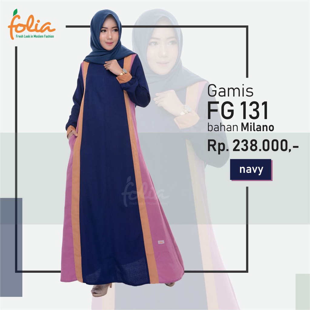 GAMIS MUSLIMAH FOLIA FG 131 NAVY