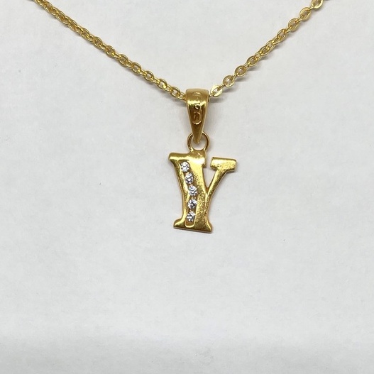 Liontin Huruf Y Perak Lapis Emas (925 Sterling Silver, Gold Plated) 2124372