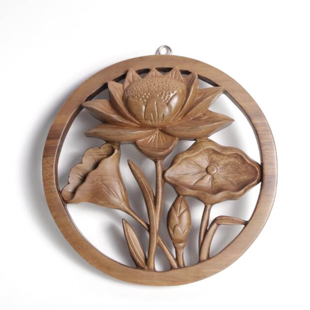 Hiasan dinding bundar bunga teratai kecil