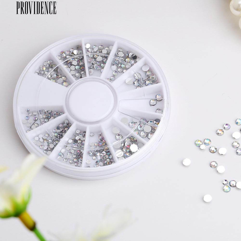 [Bayar Di Tempat]  1 Roda 5 Ukuran Putih Multicolor Acrylic Nail Art Dekorasi Glitter Rhinestones