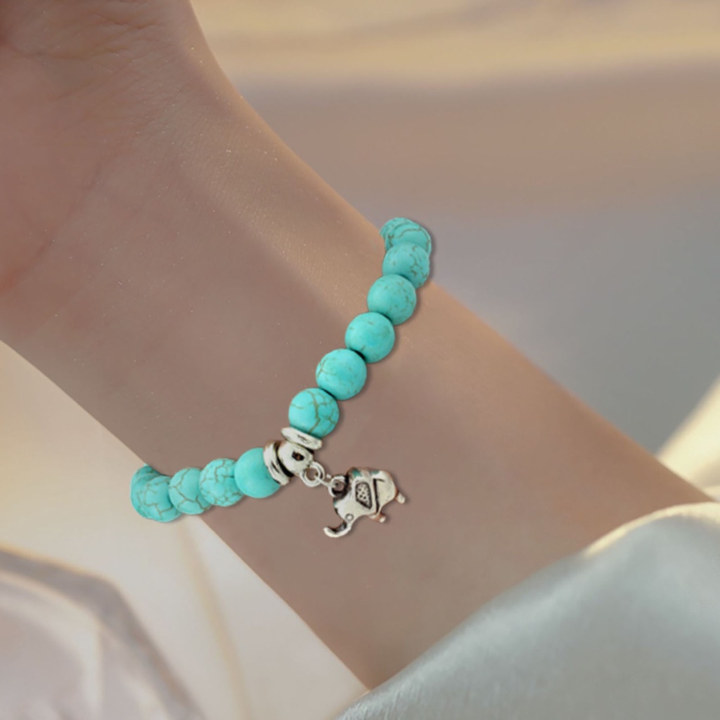 Hu Hu Hu Hu Hu Alat Bantu Pasang Kacamata♡ Gelang Manik-Manik Turquoise Imitasi Bentuk Burung Hantu Tahan Lama Untuk Wanita
