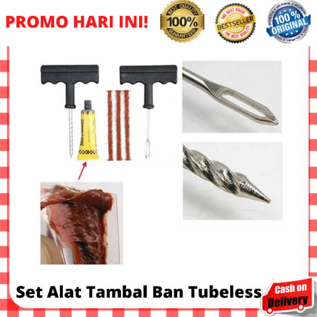 ALAT TAMBAL BAN TUBELESS 1 Set Tubles Ban Bocor Motor Mobil Tire Repair Kit Lengkap Tinggal Pakai