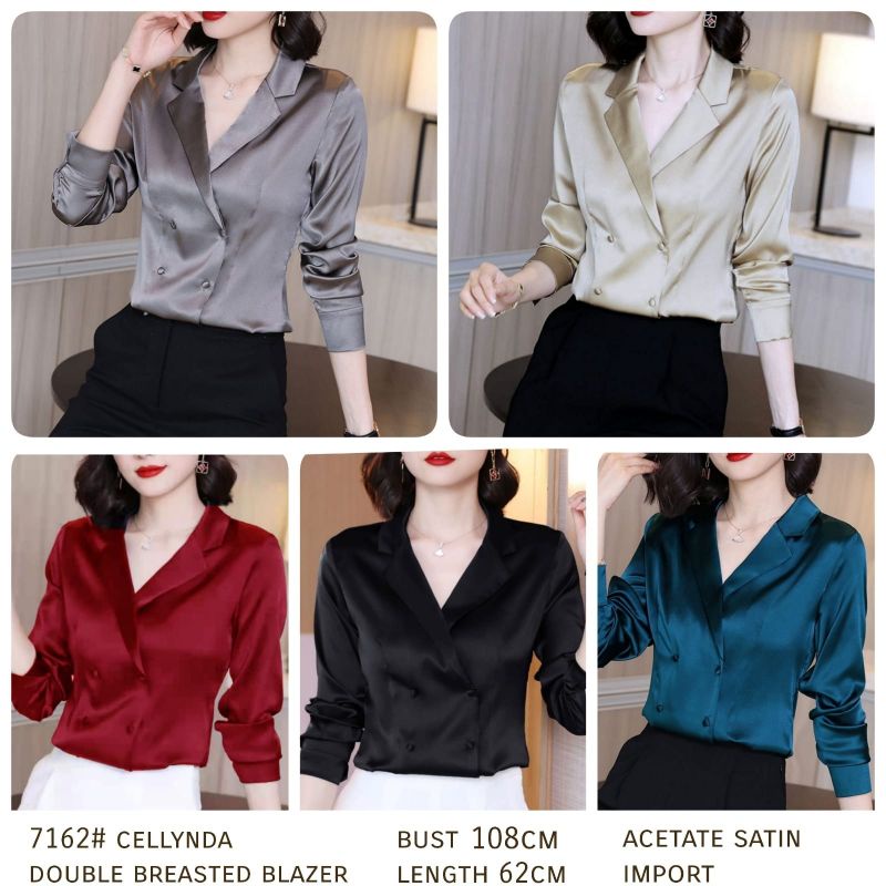 MDLV ~ 7162 Cellynda Double Breasted Blazer Premium Kemeja Korean Blouse Import Blouse Premium Blouse Korea Fashion Import