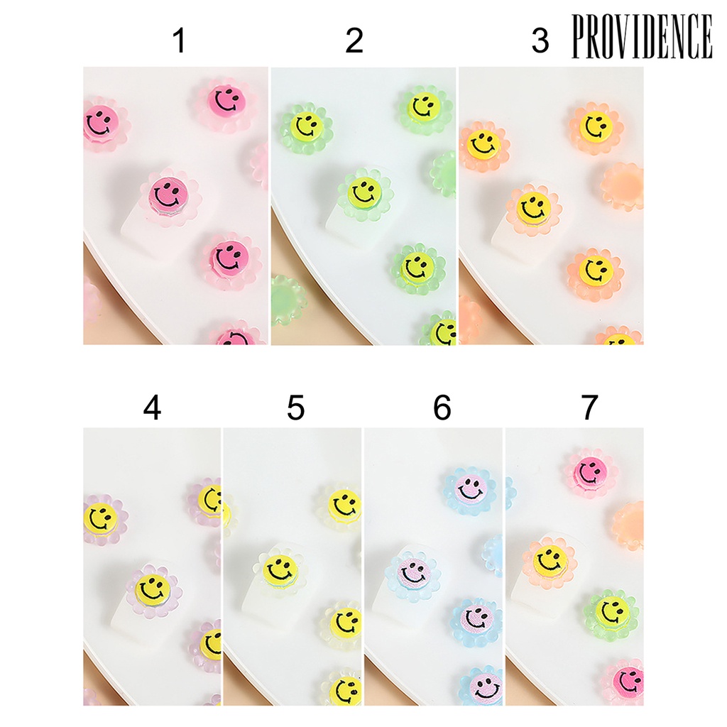 Providence 30Pcs/Bag Fingernail Decoration Inspire Creativity Three-dimensional Resin Nail Art Accessories Smiley-Sunflower for Daily Use