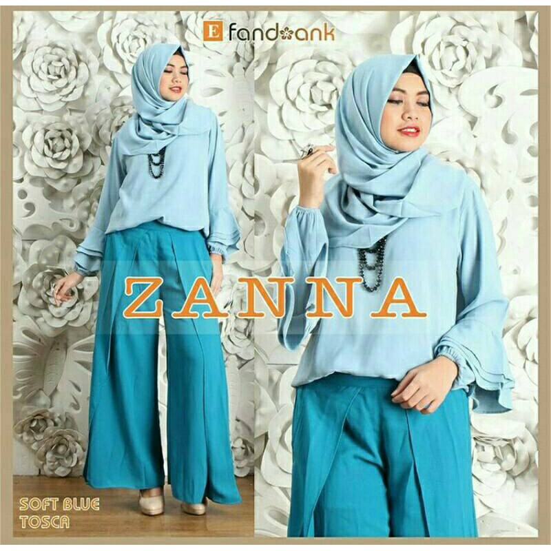  Grosir  baju  gamis  busana muslim Hijab Set 3in1 Blue Diskon 