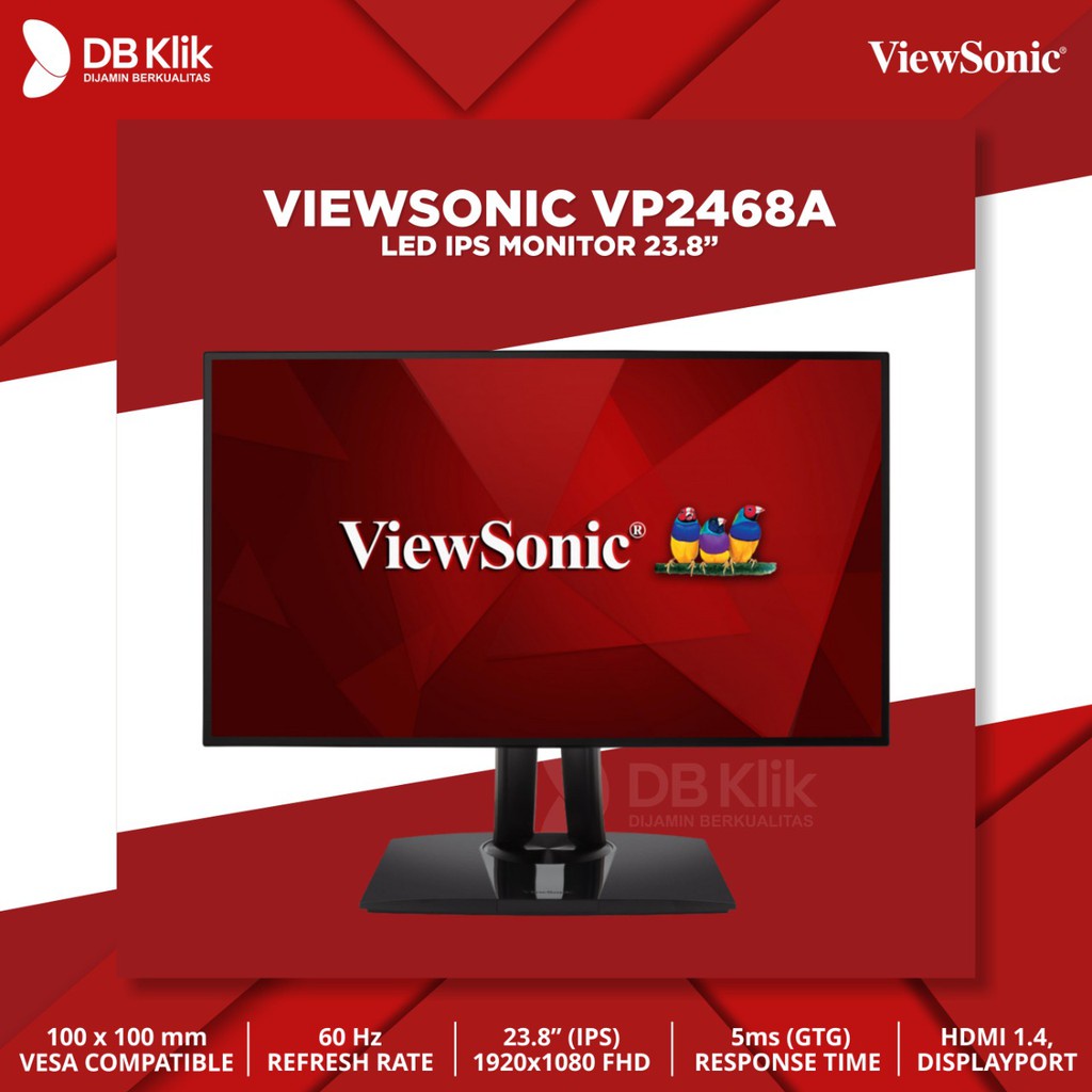 LED Monitor VIEWSONIC VP2468A 23.8 Inch 60Hz Full HD HDMI DP- VP2468 A