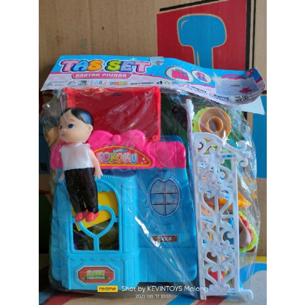 MS 16 MAINAN ANAK EDUKASI TAS FASHION RESTAURANT PLUS RAK PLUS BONEKA / mainan villaku / tas set