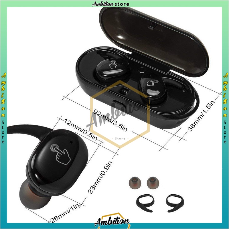 Bluetooth Wireless Y30 Bluetooth Earphone Tws Handfree Bass Headset Nirkabel V5.0 Tws Headset Dual Earbud Bass Suara untuk Ponsel Telepon