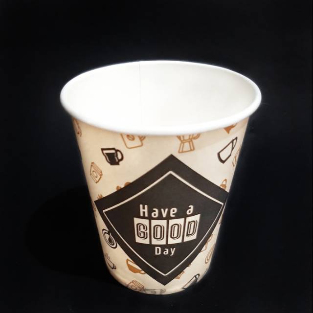 PAPER CUP + Tutup Lid / Gelas Foam / Gelas Kertas / Cup Kopi Teh Air Panas 8 oz isi 50 pc