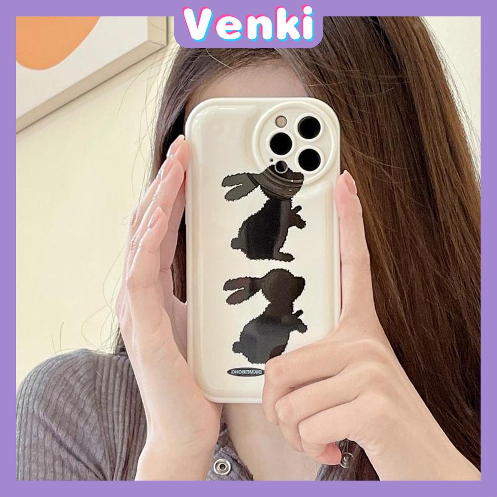 iPhone Case Silicone Soft Case Airbag Shockproof Protection Camera Black Rabbit Cartoon Cute Compatible For iPhone 11 Pro Max 13 Pro Max 12 Pro Max 7Plus xr XS Max