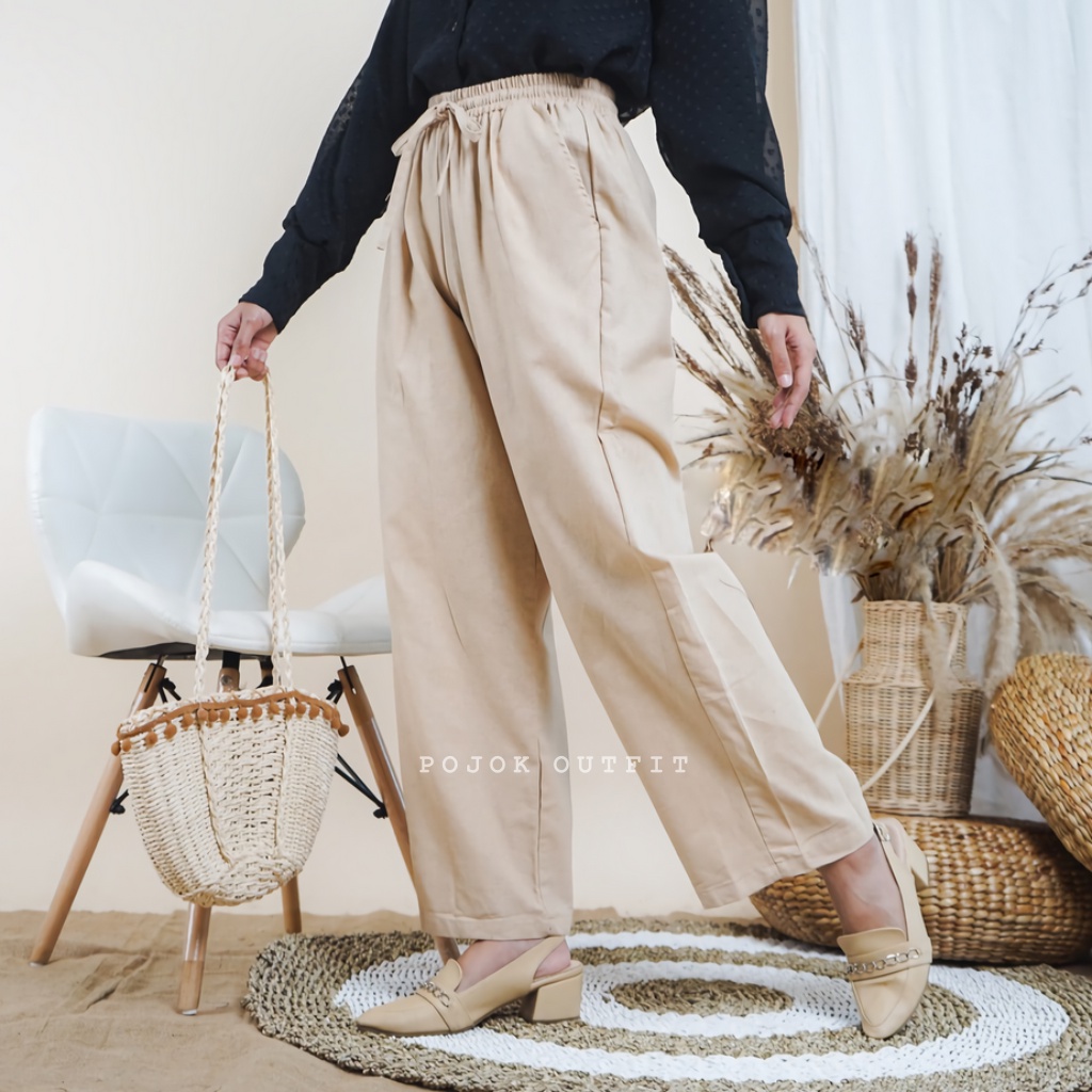 Widia Pants Kulot Serut Linen Rami