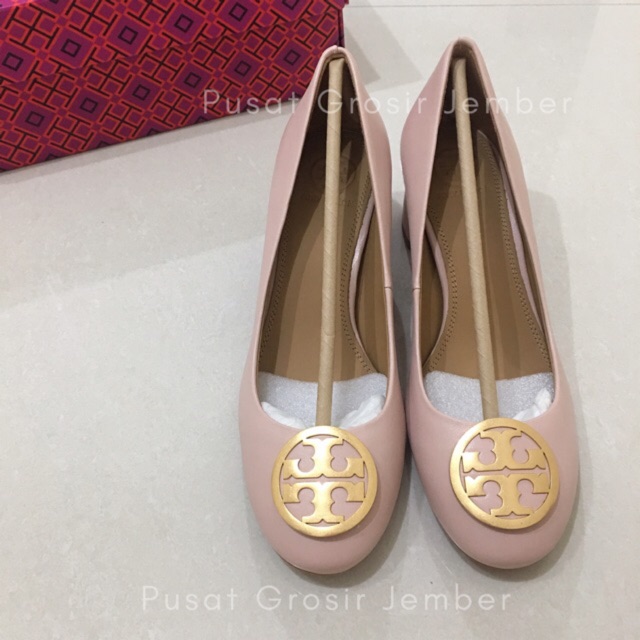 TORY BURCH BENTON 50mm PUMP SEA SHELL PINK SHOES SEPATU