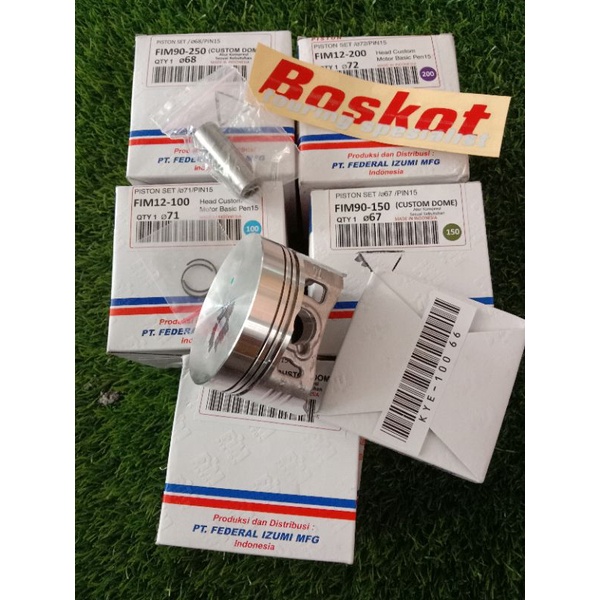 PISTON KIT FIM FIM90 CUSTOM DOME MENTAH 65,5 66 67 68 70 71 72 PIN 15MM