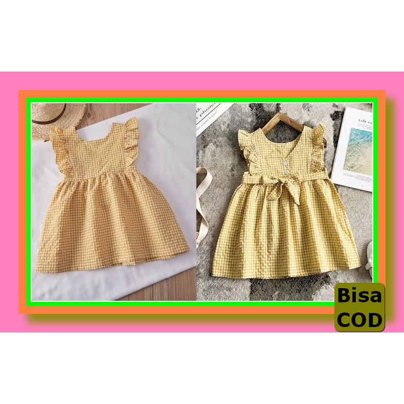 Dres Pesta Anak Merah Murah Rosemary Love/ Dres Anak Import Murah PA201 Dress Kotak Anak Kuning [Ba