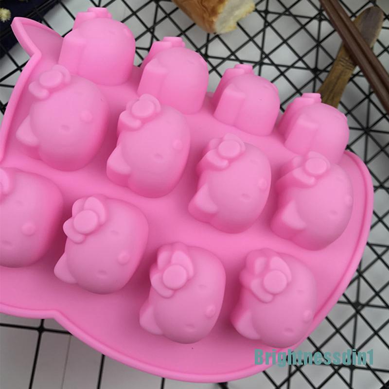 1 In 1 Cetakan Kue Bentuk Kucing Warna Pink Bahan Silikon Untuk Baking