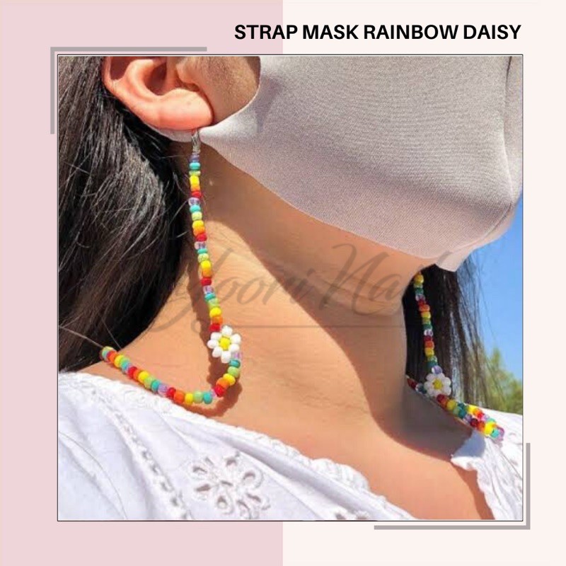 strap masker rainbow bunga daisy kalung tali masker bunga handmade daisy flower warna warni