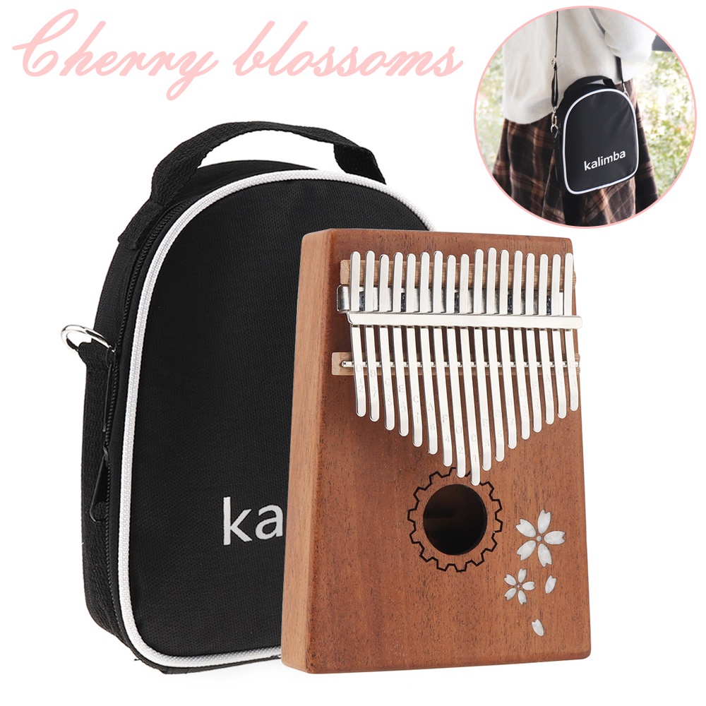 Set Piano Jari Kalimba 17 Tuts Mini Bahan Kayu Mahoni Sakura