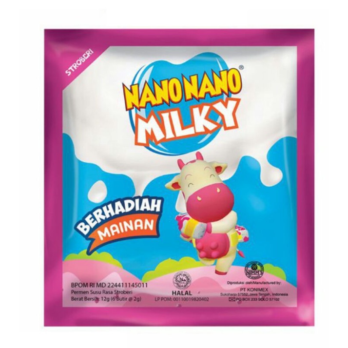 

isi 4 pc Nano nano candies milky 12gr permen