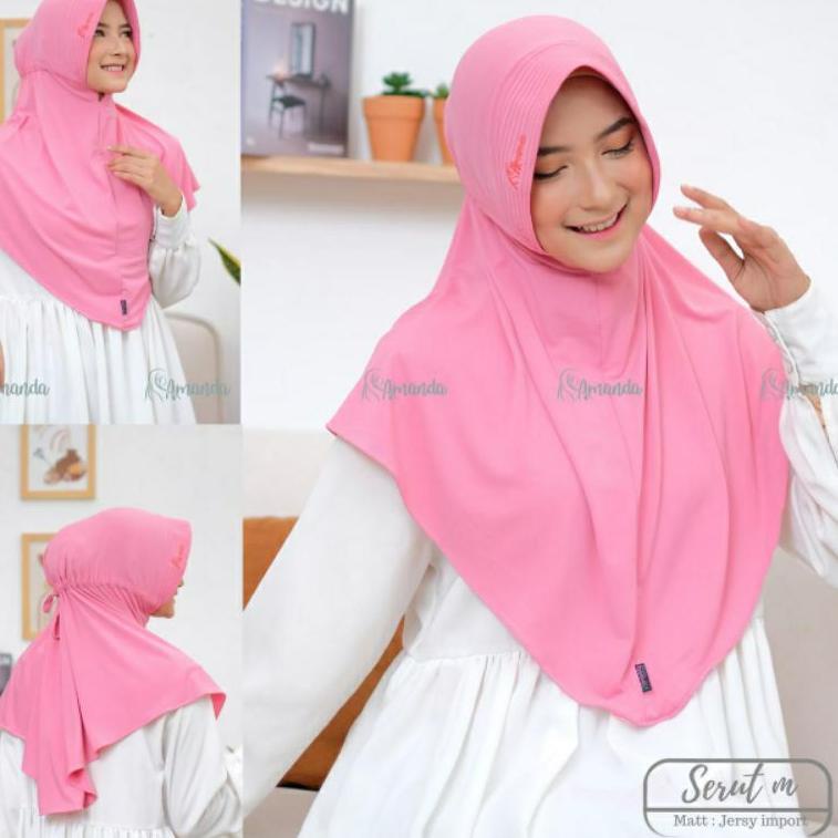 HARGA RESELLER JILBAB SERUT AMANDA ORIGINAL 100℅ /HIJAB SERUT AMANDA POLOS PET BORDIL BAHAN JERSEY S