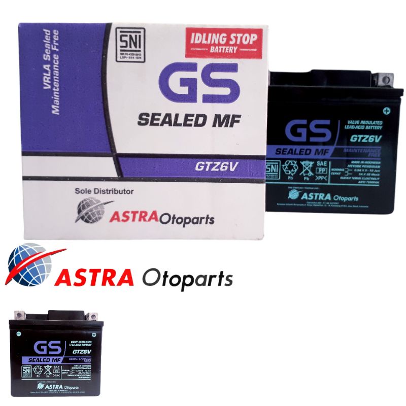 Aki motor Vario 125/150/ PCX 125/150 Satria FU Gs astra Otopart 6 Ampere