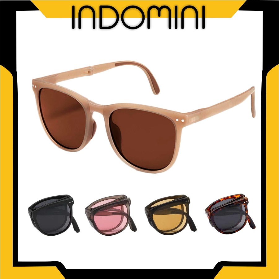 INDOMINI R543 Kacamata Hitam Terbaru bisa di LIPAT Sunglasses Anti-UV Wanita Pria Import Kacamata Fashion