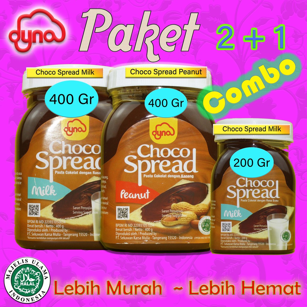 

Selai Roti/Selai Coklat Kacang/Selai Coklat Susu Dyna Choco Spread Paket 2+1 Combo ( Varian ke 1 )