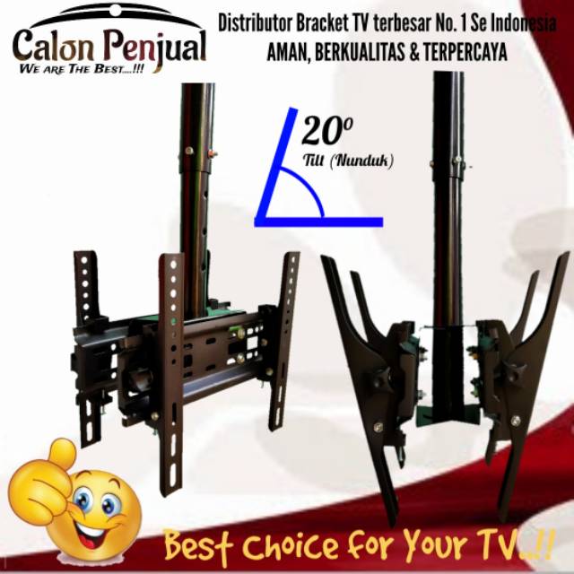 Bracket TV gantung twin 2 TV 14&quot; ~ 40&quot; IMPORT high Quality