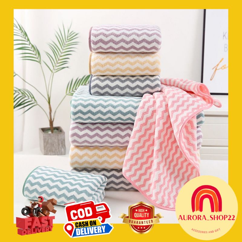 [COD] Handuk Mandi Dewasa Ukuran 70 x 140 Microfiber Tebal Lembut Tidak Mudah Rontok Halus Handuk Mandi Dewasa Motif Zig Zag