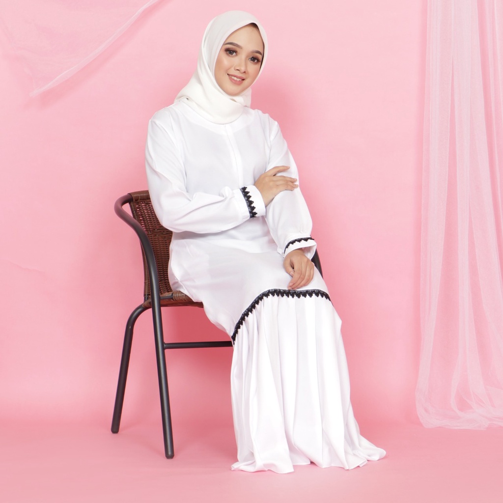 Gamis Putih Terbaru 2022 Gamis Mostcrep  White/ Gamis Putih/ Gamis Umroh/ Gamis Manasik Haji