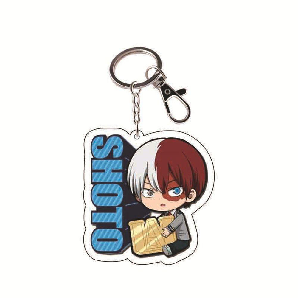 [Elegan] My Hero Academy Gantungan Kunci Aksesoris Anime Cosplay Dua Sisi Shoto/Izuku Todoroki Shouto Key Rings