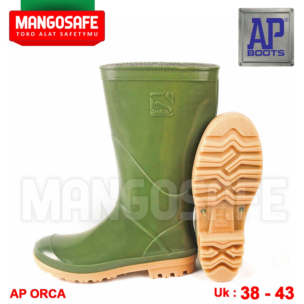 AP Boots ORCA Hijau / APBoots Sepatu Karet PVC Boot Tinggi Panjang / Sepatu Boot Hujan Anti Air Wate