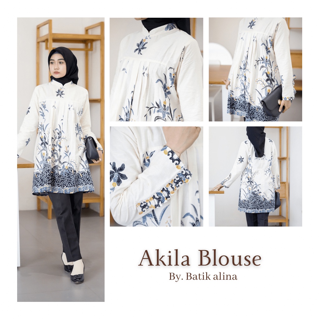 Baju Batik Wanita Modern Atasan Blouse Batik Kerja Kantor Wanita Motif Akar