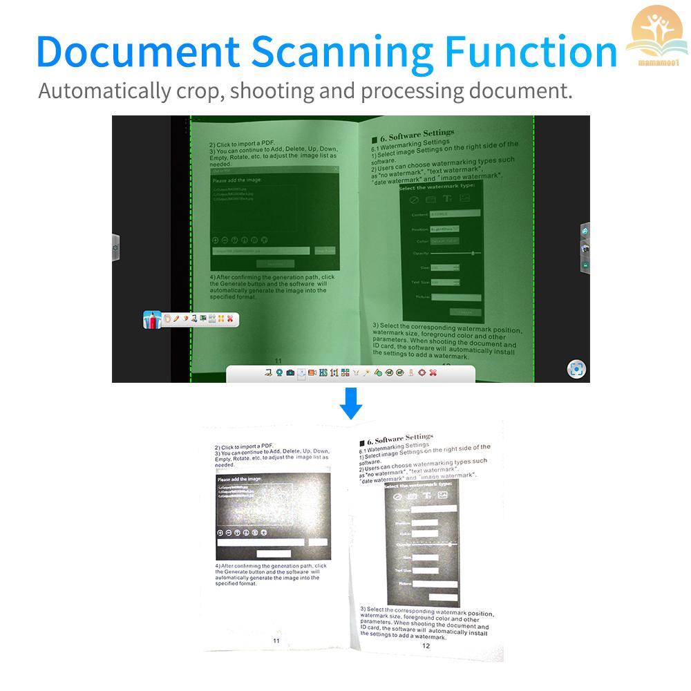 F60A USB Document Camera Scanner 5 Mega-Pixel HD Camera A4 Capture Size with LED Light Teaching Software for Teacher Classroom Online Teaching Course Distance Learning Education