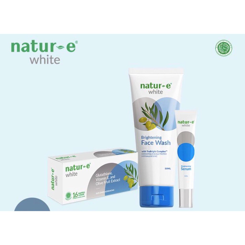 Natur E White Series isi 3 item (Face Wash, Brightening Serum, kapsul 16)