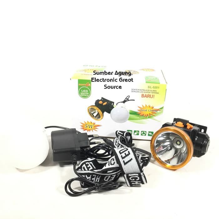 Sunpro SL5201 Senter Kepala 5W Terang Hingga 1200M Cahaya Putih