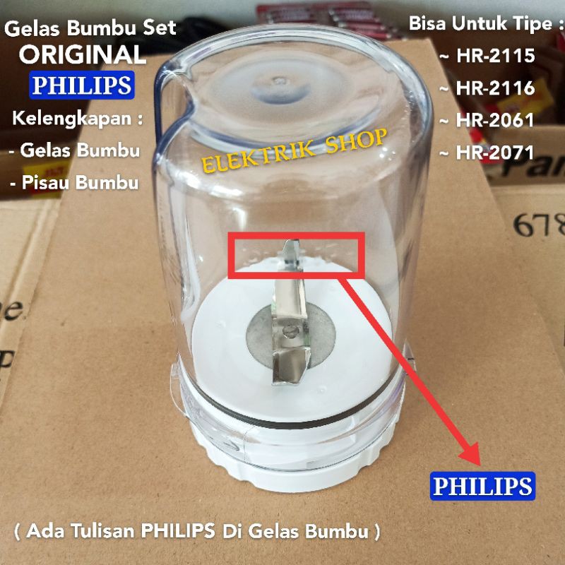 SPAREPART BLENDER PHILIPS BUMBU ORIGINAL 1SET TIPE HR2115 HR2116 HR2061 HR2071