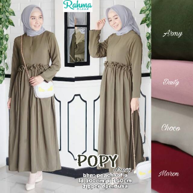 Popy dress wanita casual simple cantik maxy
