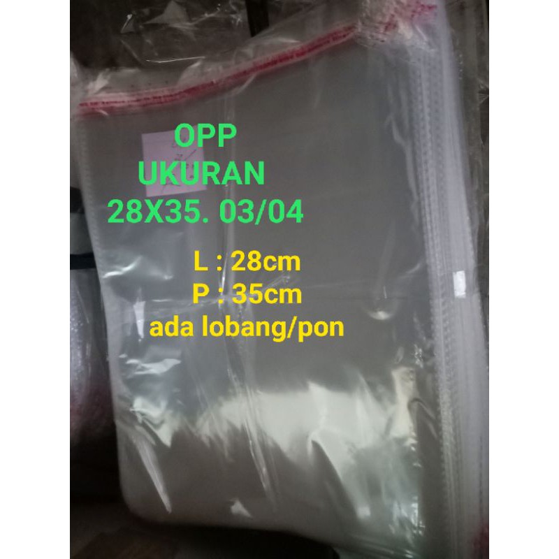 ( COD ) PLASTIK OPP UKURAN 28X35. 03/04 PON(500Lembar)