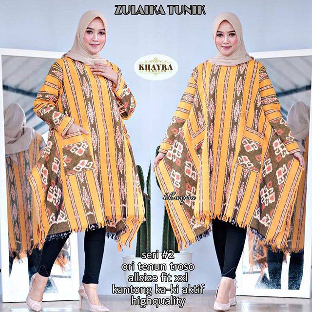 Zulaika tunik atasan baju wanita batik tenun troso jepqra