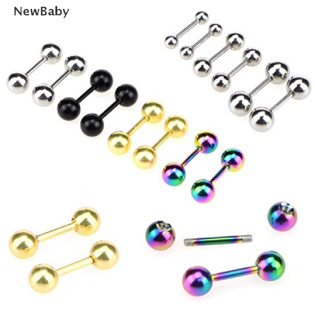 Anting Tindik Tulang Rawan Telinga Desain Barbell Bahan Stainless Steel Untuk Bayi
