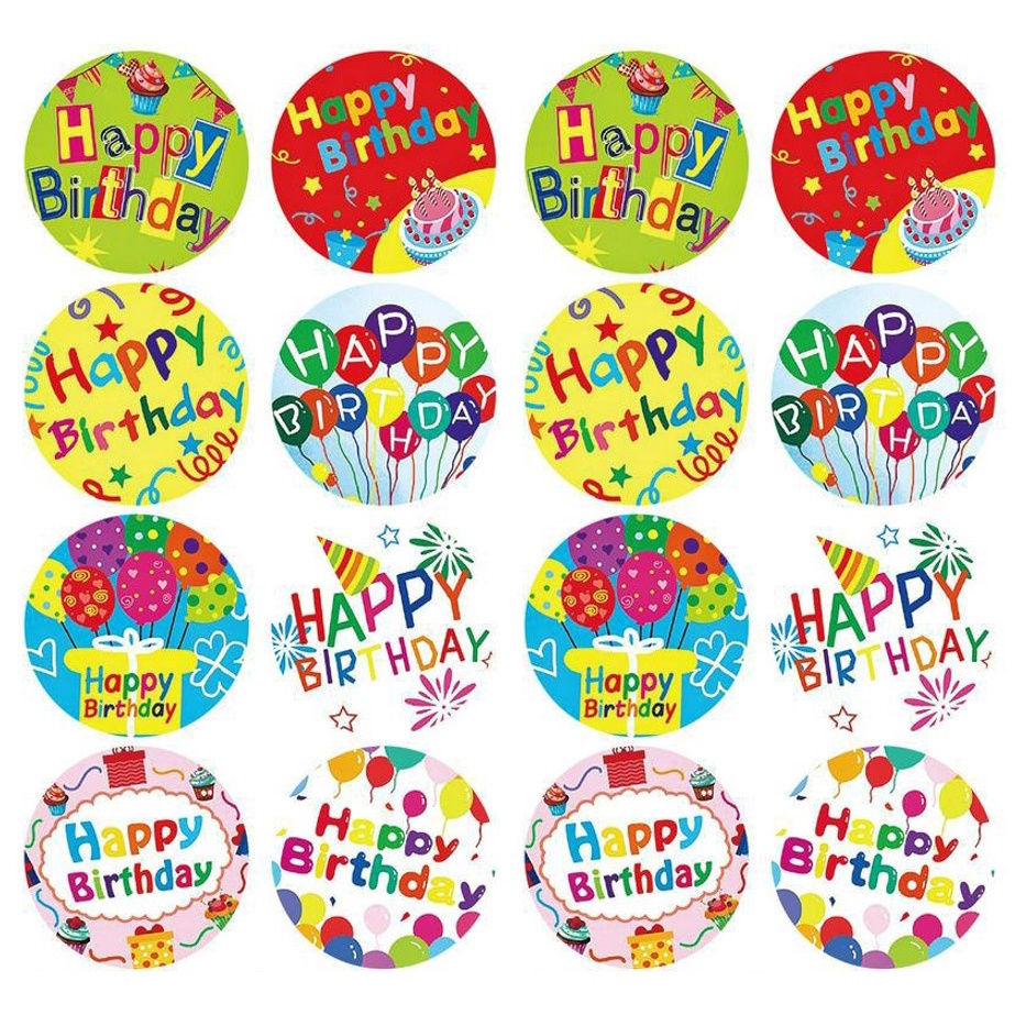 

(10 pcs) Stiker Happy Birthday, Stiker Ulang Tahun Diameter 2,5 cm